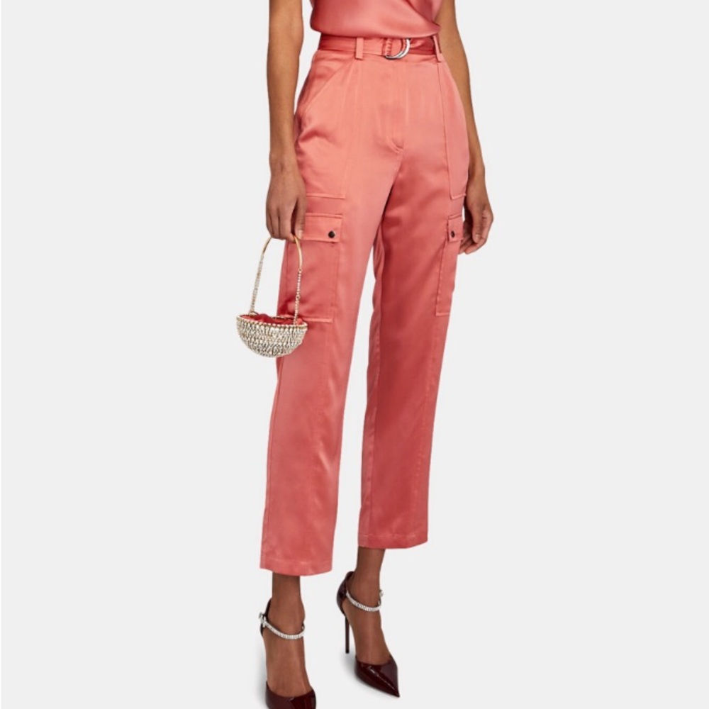 bnwt intermix silky cargo pants in blush